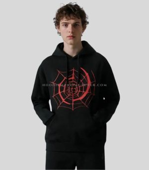 black and red spider print cotton hoodie manufacturer