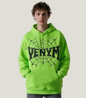 green spider print cotton hoodie wholesaler