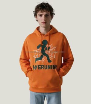 orange spider print cotton hoodie vendor