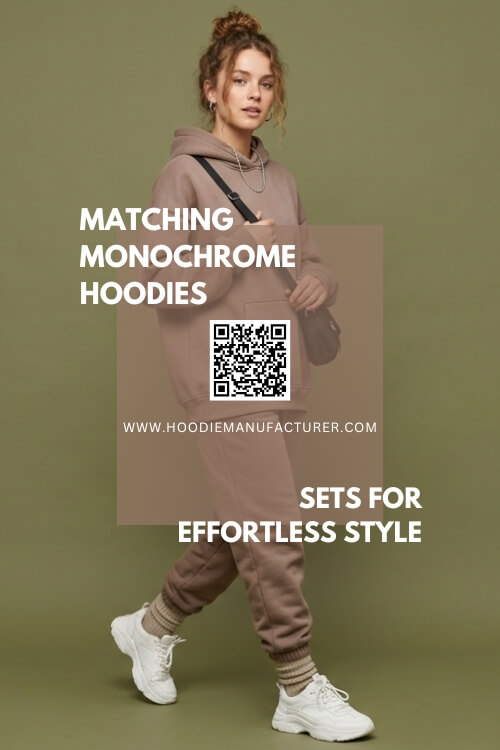Coordinated monochrome hoodie set styled in a modern outfit Coordinated monochrome hoodie set styled in a modern outfit