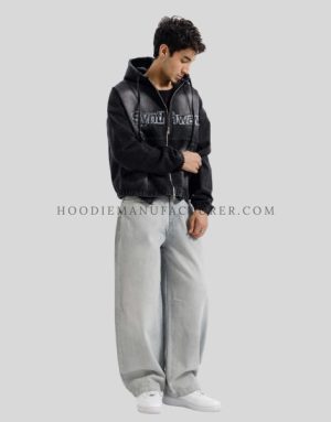black denim hoodie jacket supplier