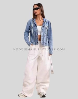 denim hoodie jacket for women supplier