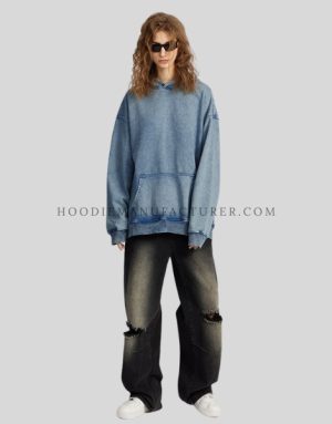 distressed denim hoodies for women supplier