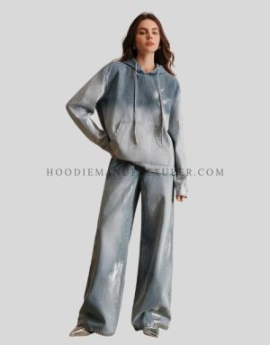 womens denim sweatshirt hoodie supplier