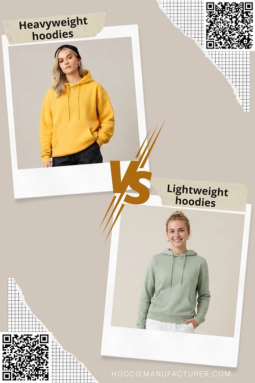 Heavyweight and lightweight hoodies comparison